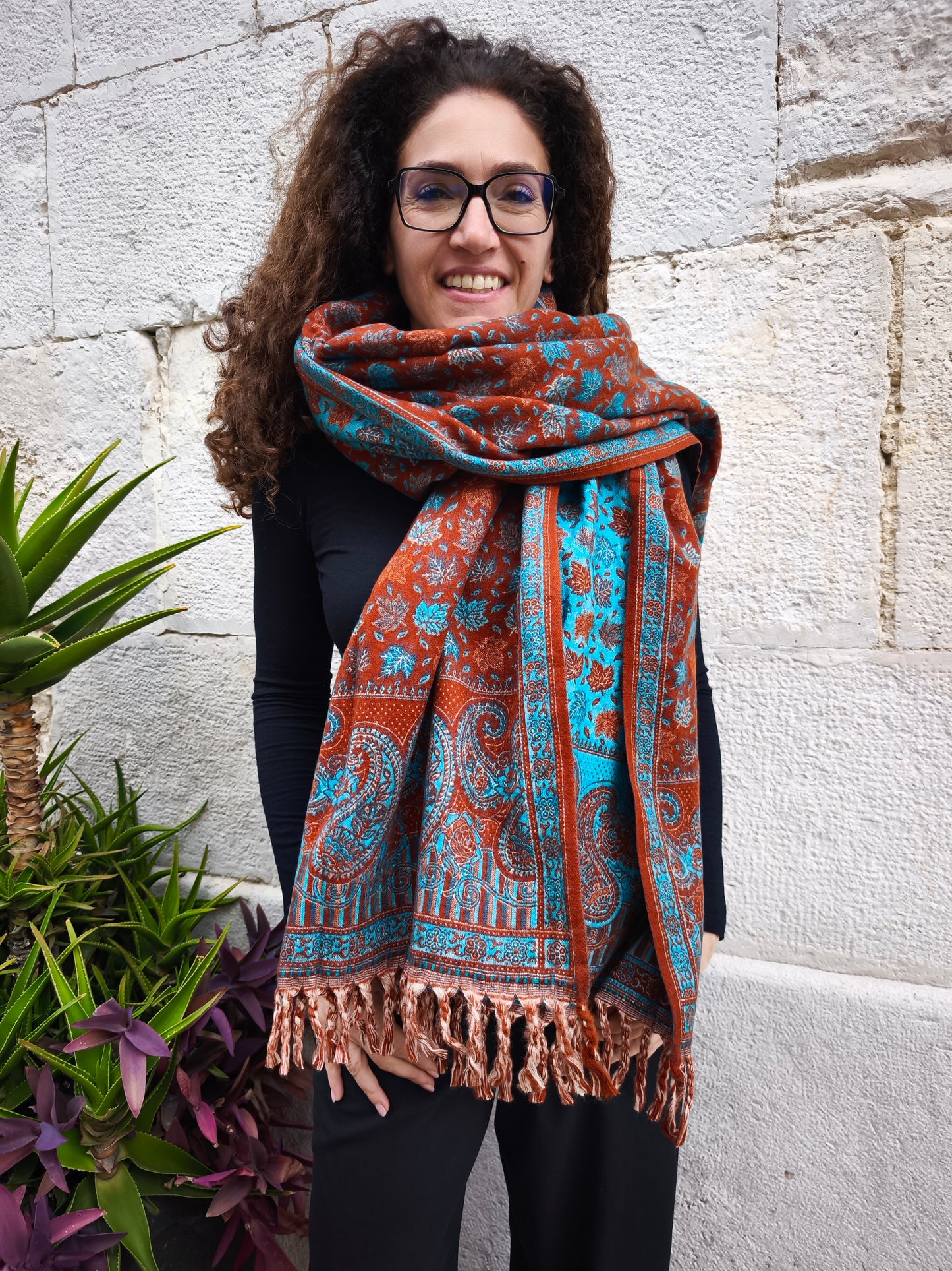 Scialle sciarpa stola Pashmina coperta lana calda YAK Tibet 2E