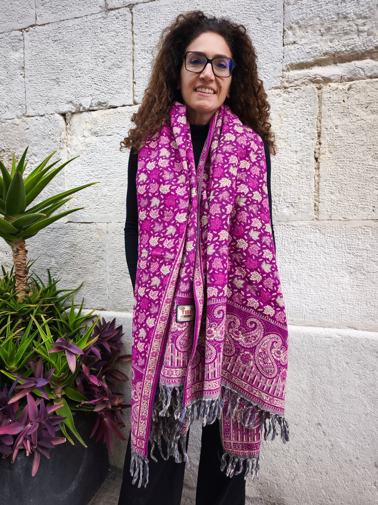 Scialle sciarpa stola Pashmina coperta lana calda YAK Tibet 3E