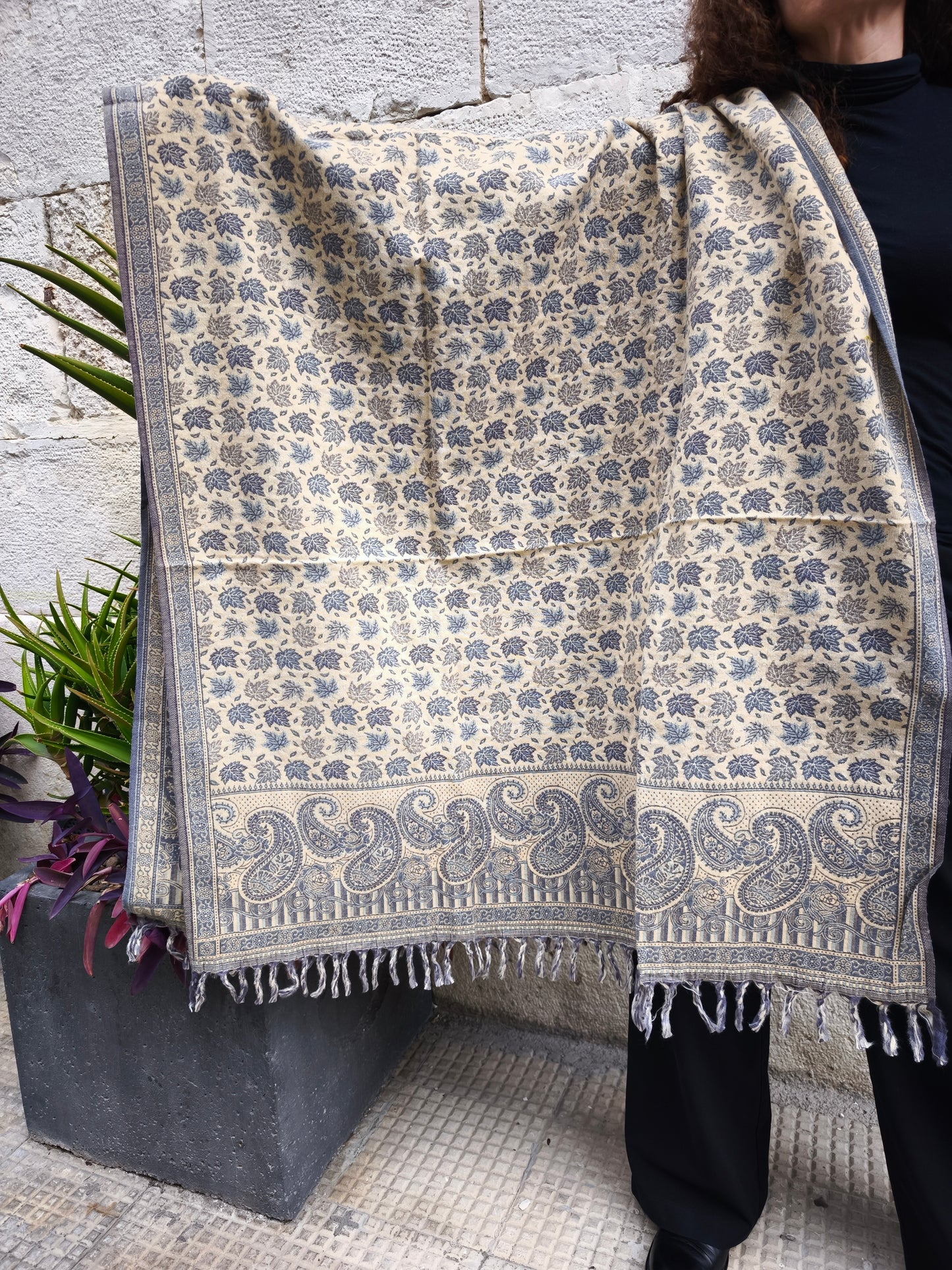 Scialle sciarpa stola Pashmina coperta lana calda YAK Tibet 4E