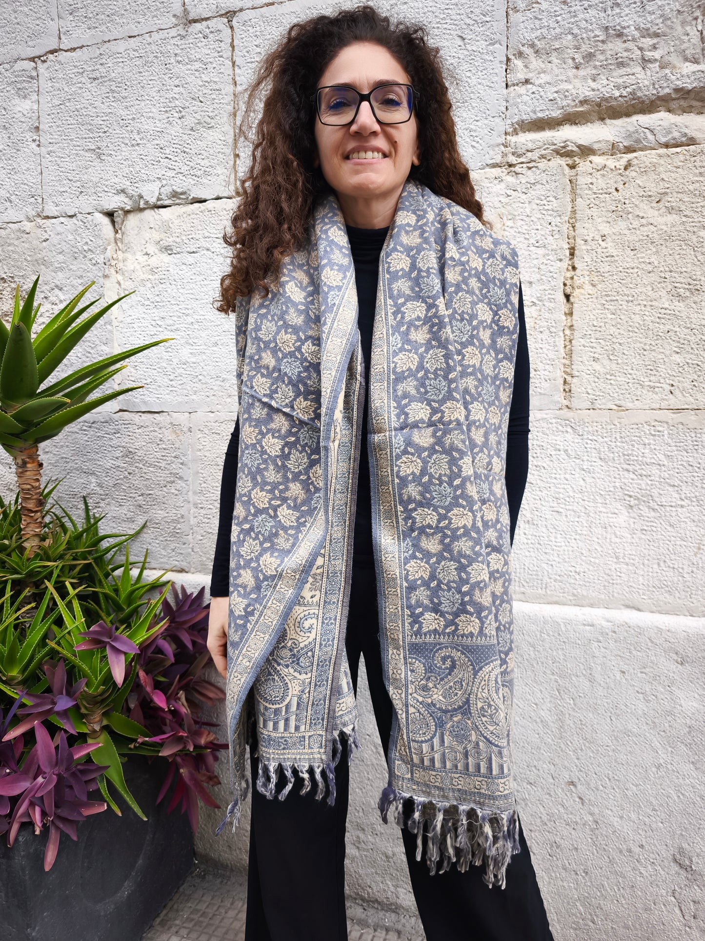 Scialle sciarpa stola Pashmina coperta lana calda YAK Tibet 4E