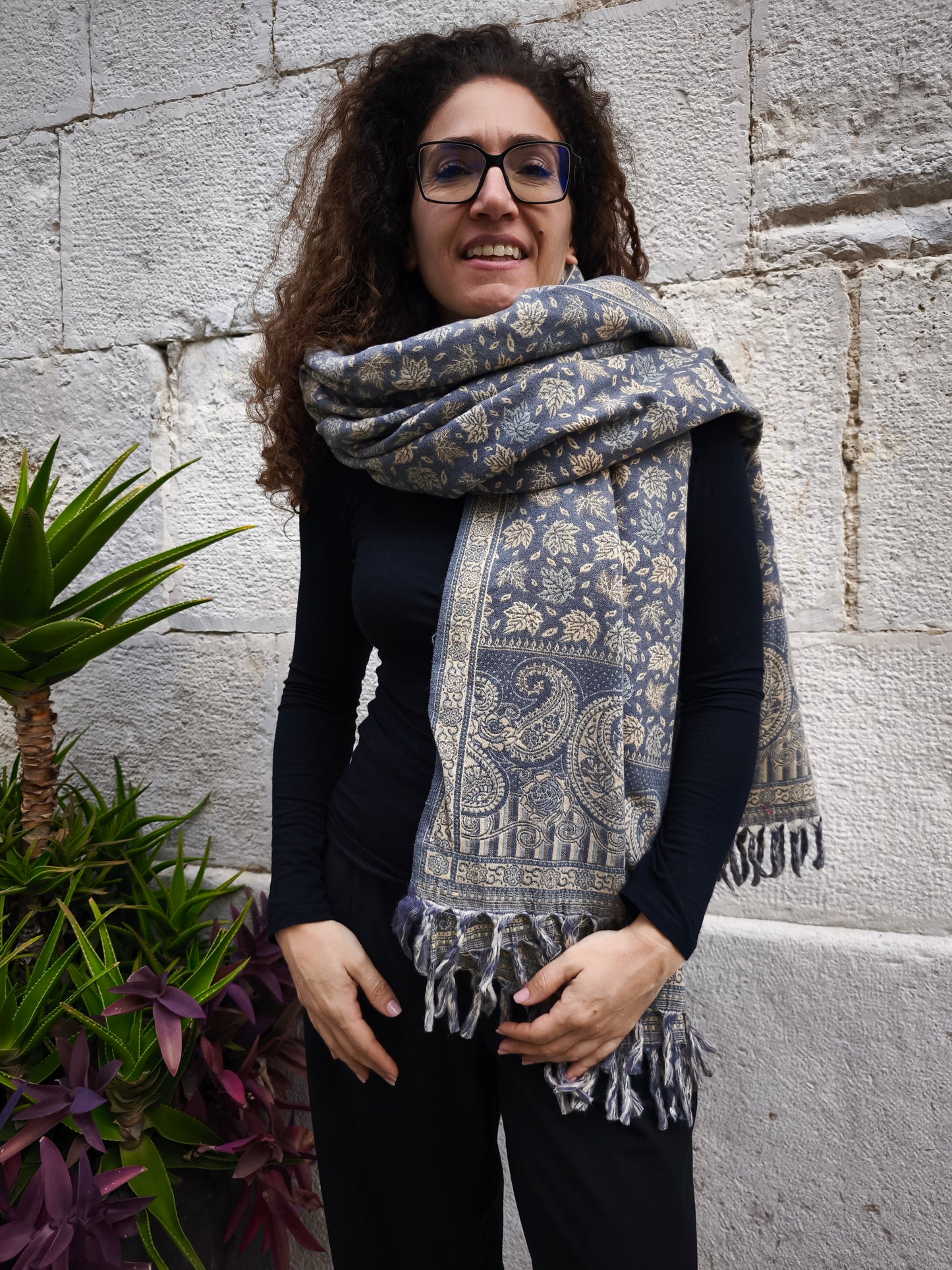 Scialle sciarpa stola Pashmina coperta lana calda YAK Tibet 4E