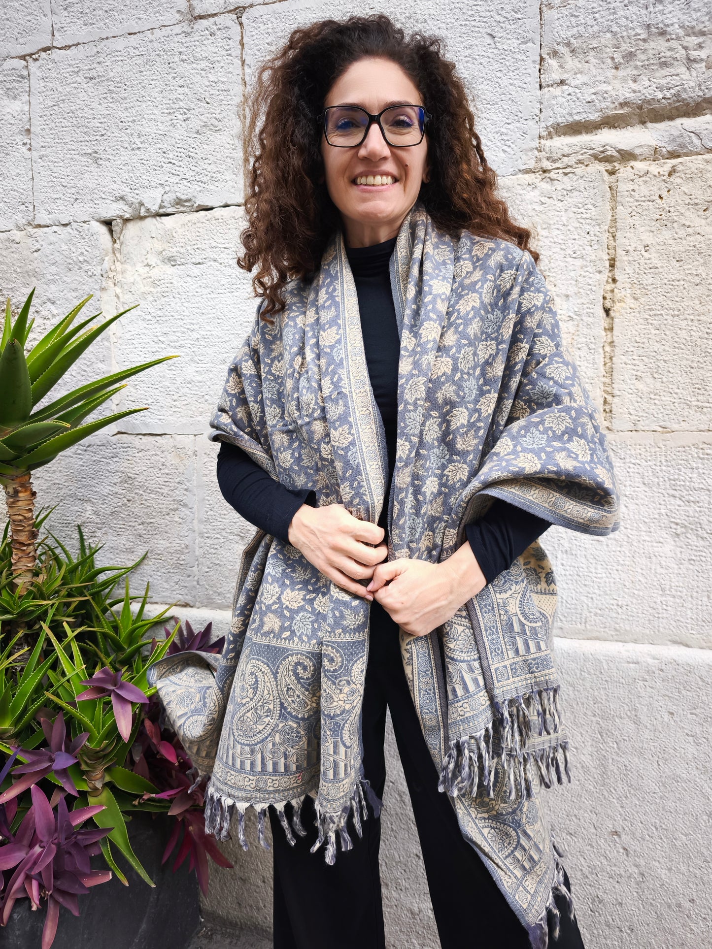 Scialle sciarpa stola Pashmina coperta lana calda YAK Tibet 4E