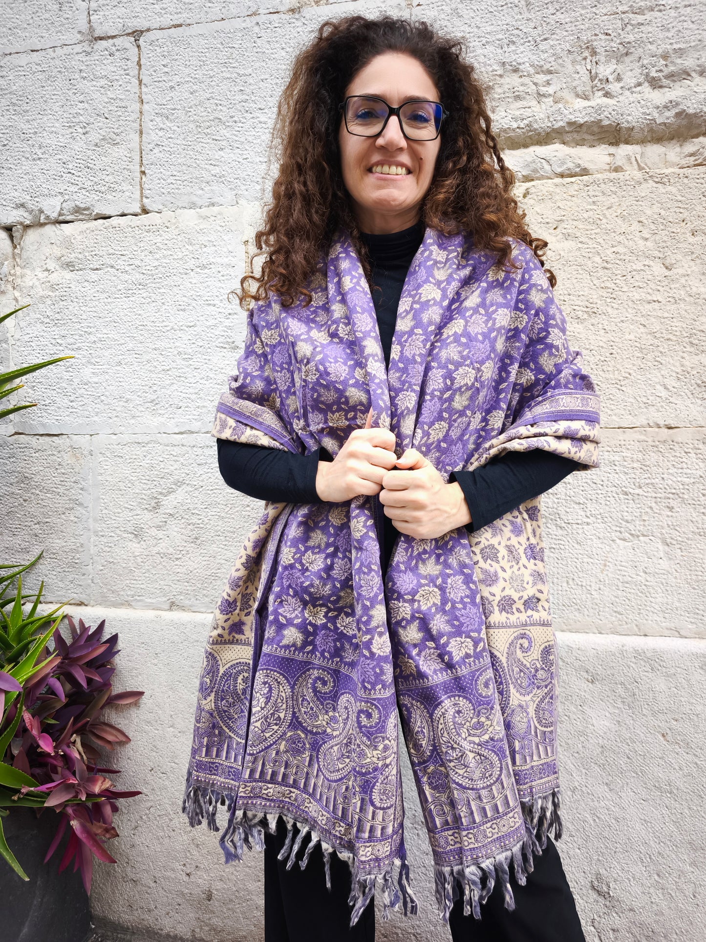 Scialle sciarpa stola Pashmina coperta lana calda YAK Tibet 5E