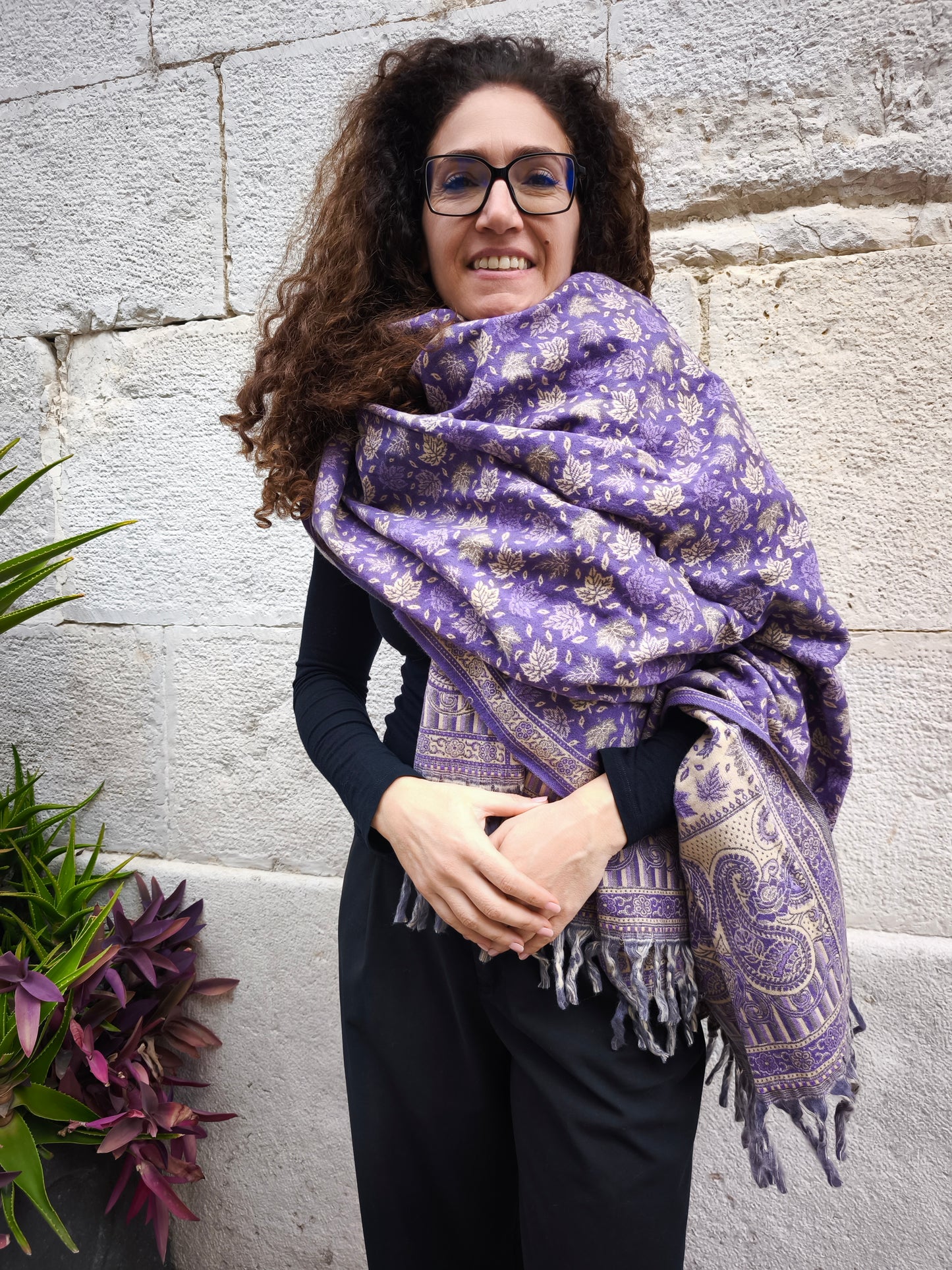 Scialle sciarpa stola Pashmina coperta lana calda YAK Tibet 5E
