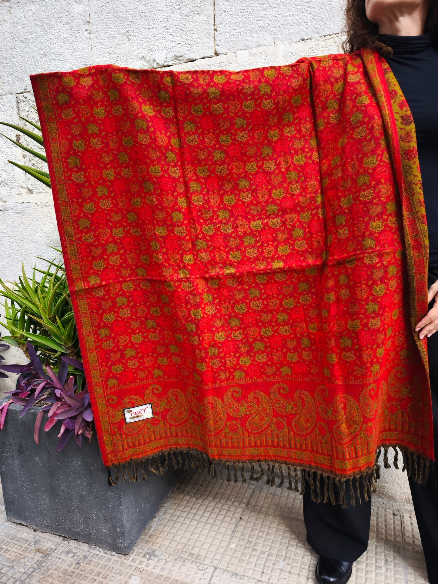 Scialle sciarpa stola Pashmina coperta lana calda YAK Tibet 6E