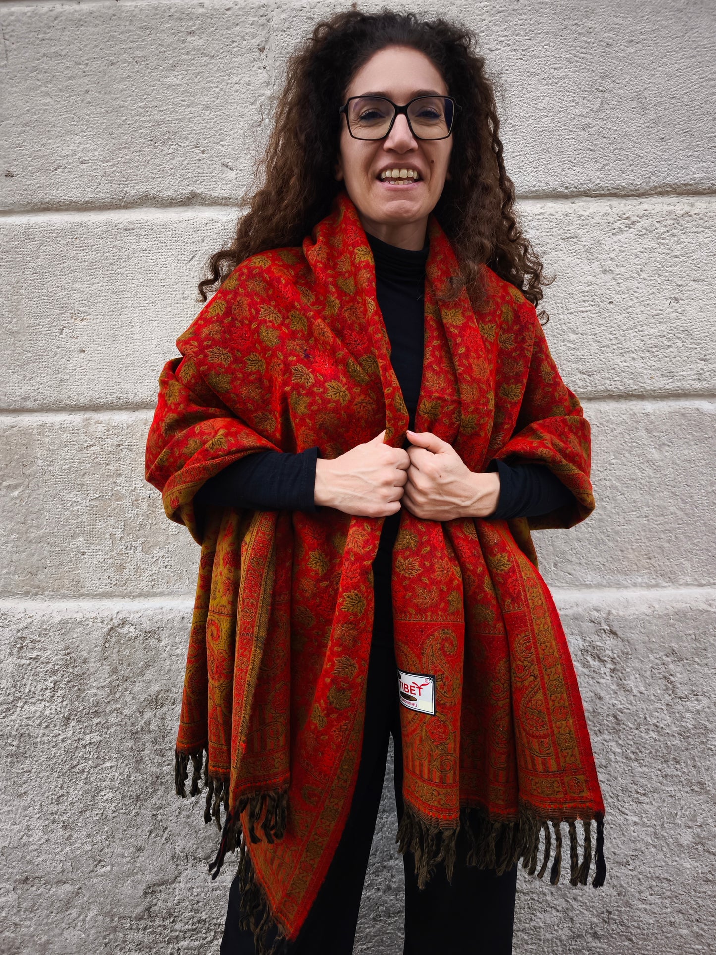 Scialle sciarpa stola Pashmina coperta lana calda YAK Tibet 6E