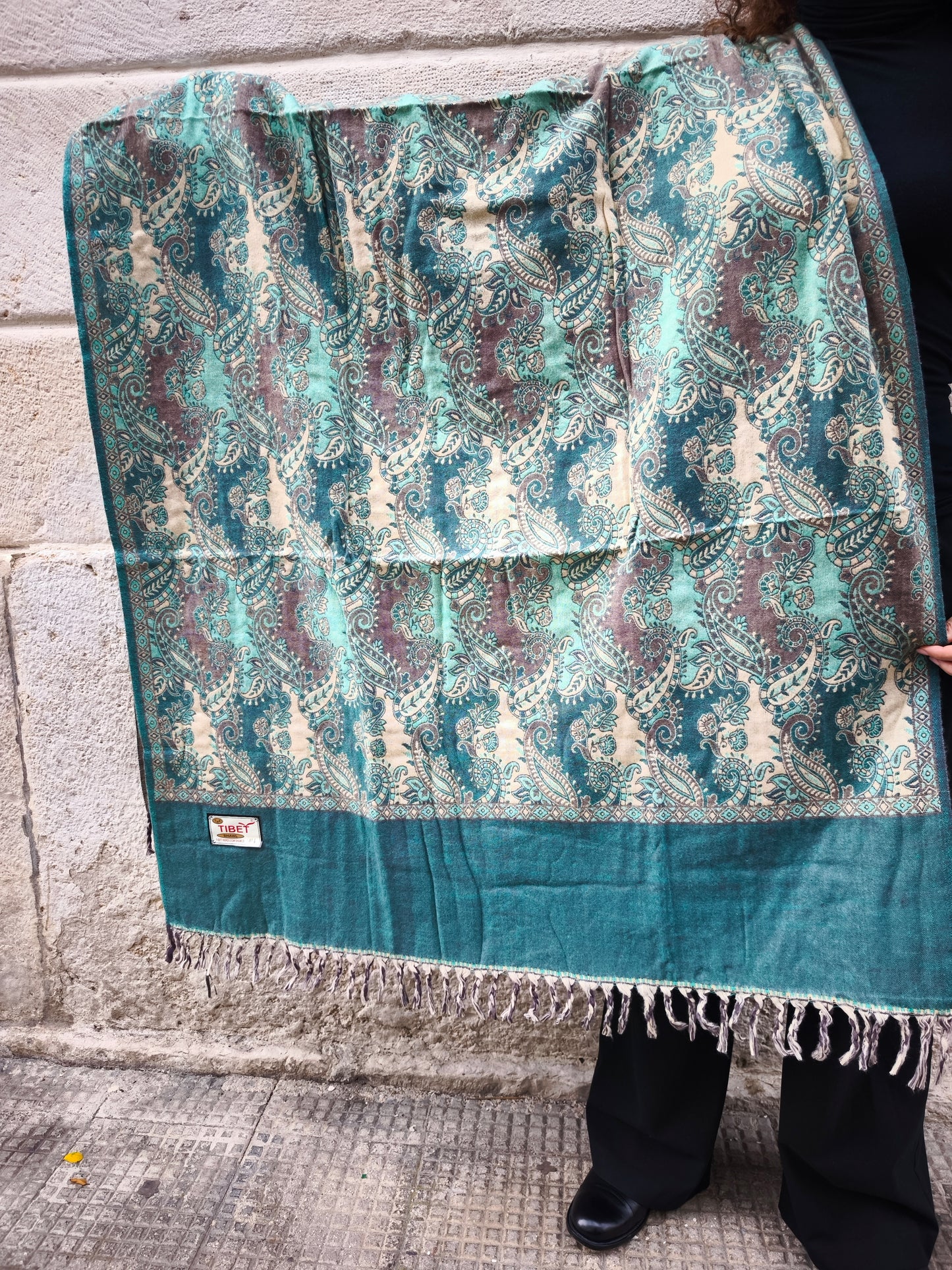 Scialle sciarpa stola Pashmina coperta lana calda YAK Tibet 7E