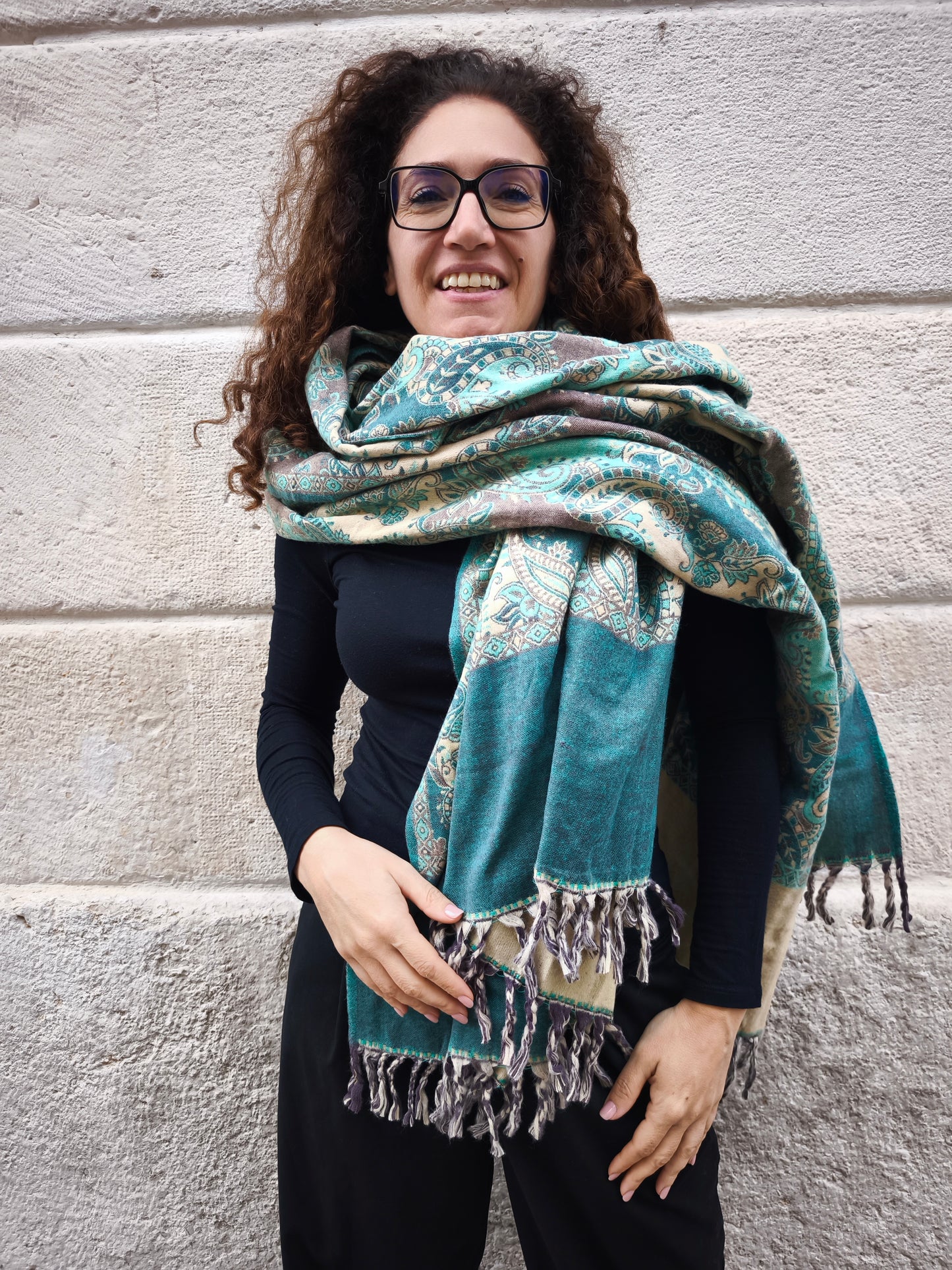 Scialle sciarpa stola Pashmina coperta lana calda YAK Tibet 7E