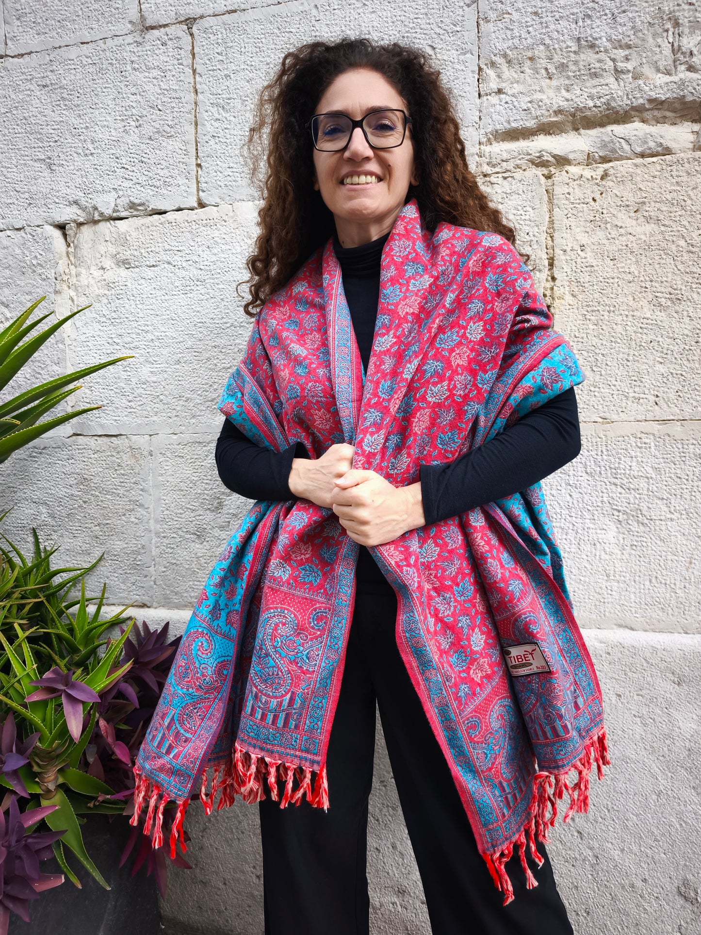 Scialle sciarpa stola Pashmina coperta lana calda YAK Tibet 8E
