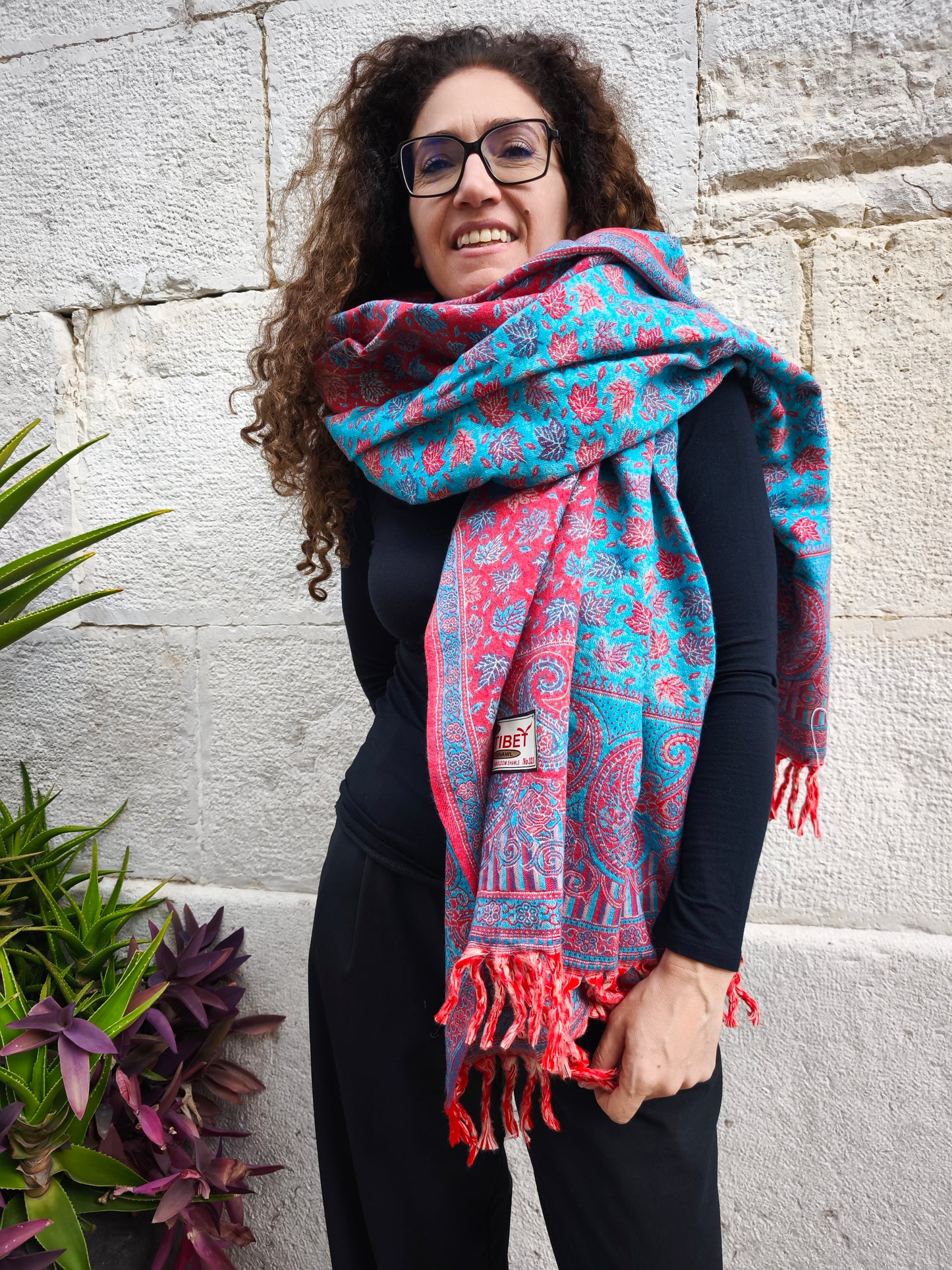 Scialle sciarpa stola Pashmina coperta lana calda YAK Tibet 8E