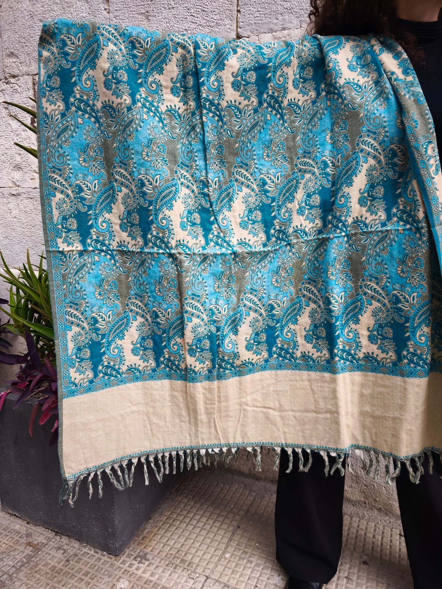Scialle sciarpa stola Pashmina coperta lana calda YAK Tibet 9E
