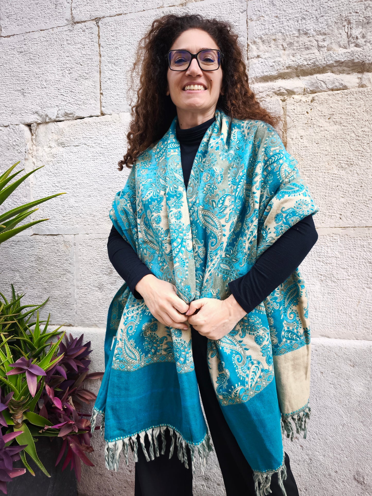Scialle sciarpa stola Pashmina coperta lana calda YAK Tibet 9E