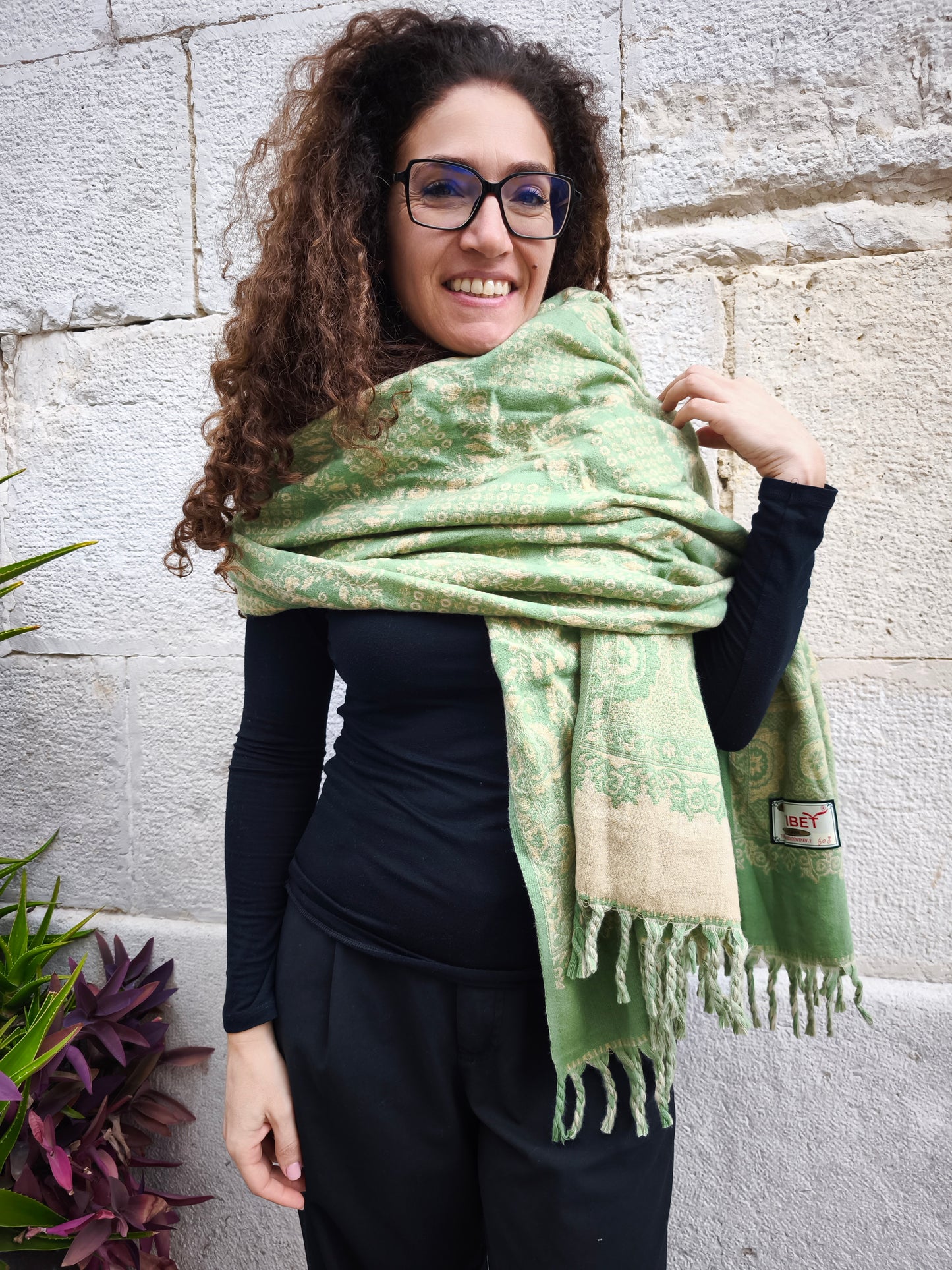 Scialle sciarpa stola Pashmina coperta lana calda YAK Tibet 10E