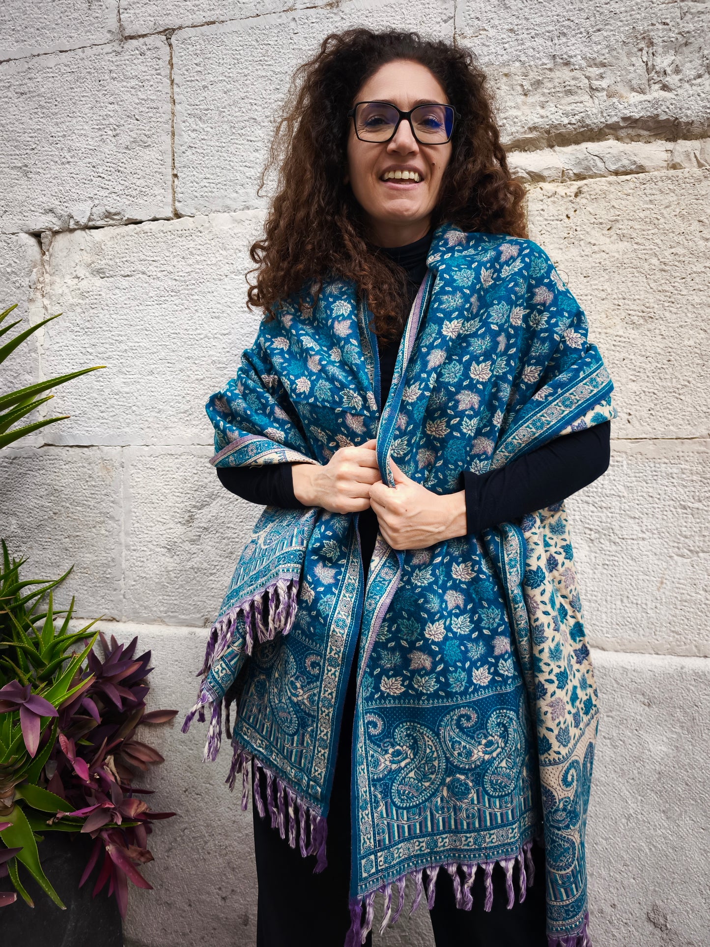 Scialle sciarpa stola Pashmina coperta lana calda YAK Tibet 11E