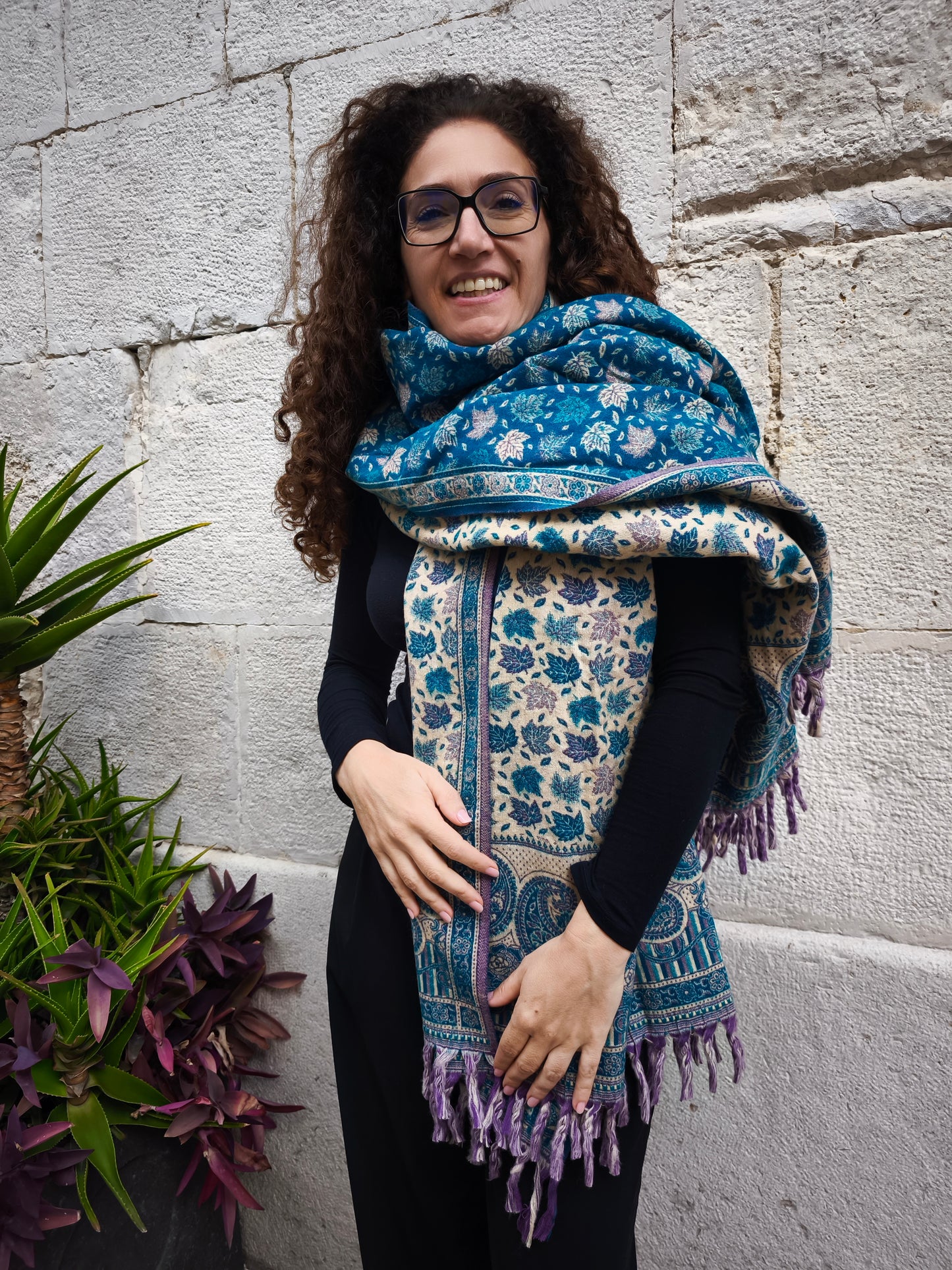 Scialle sciarpa stola Pashmina coperta lana calda YAK Tibet 11E