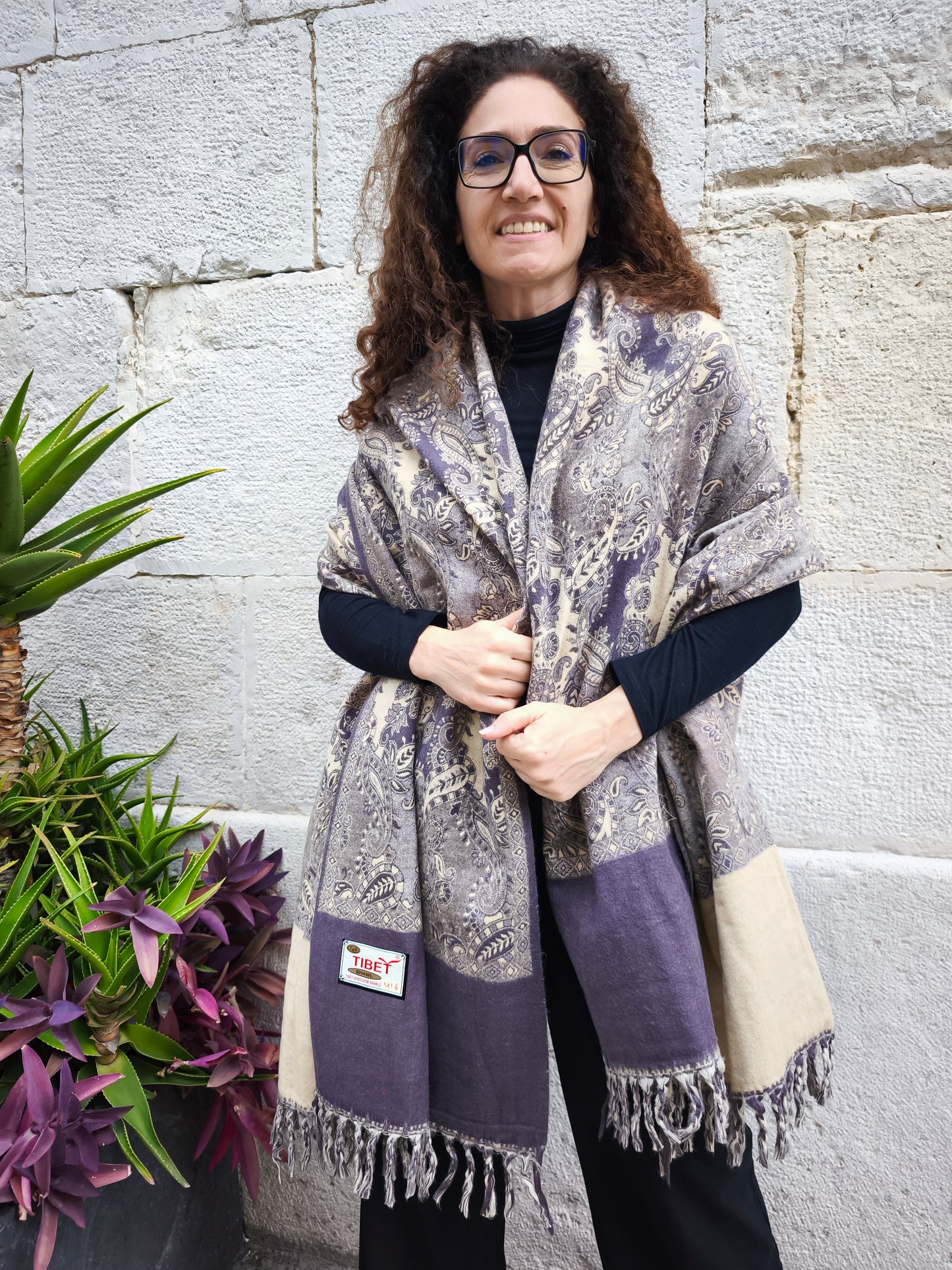 Scialle sciarpa stola Pashmina coperta lana calda YAK Tibet 12E
