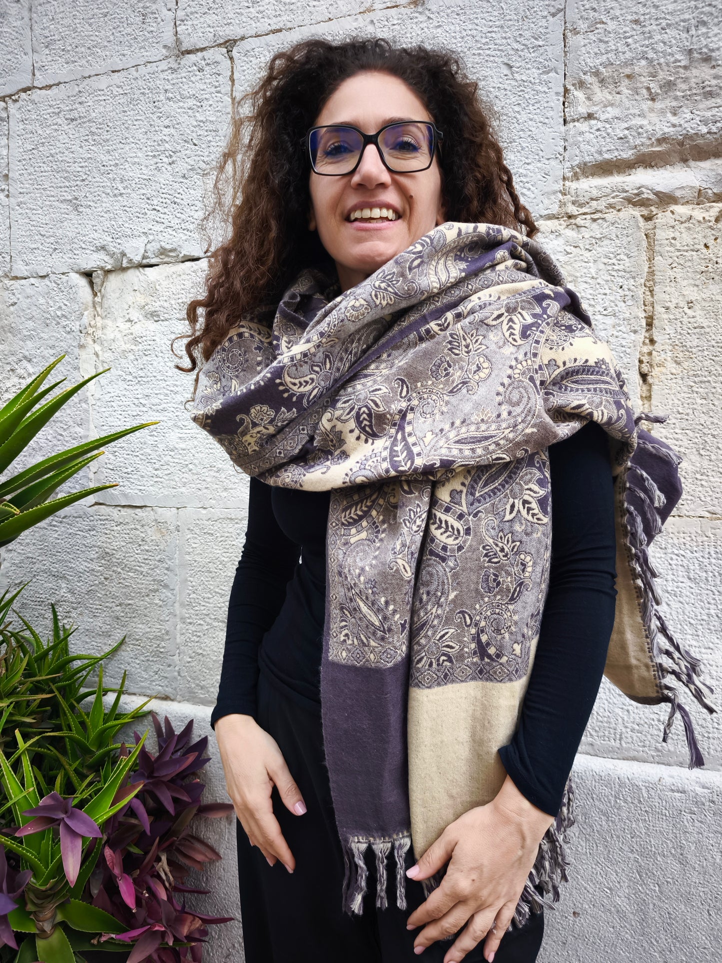 Scialle sciarpa stola Pashmina coperta lana calda YAK Tibet 12E