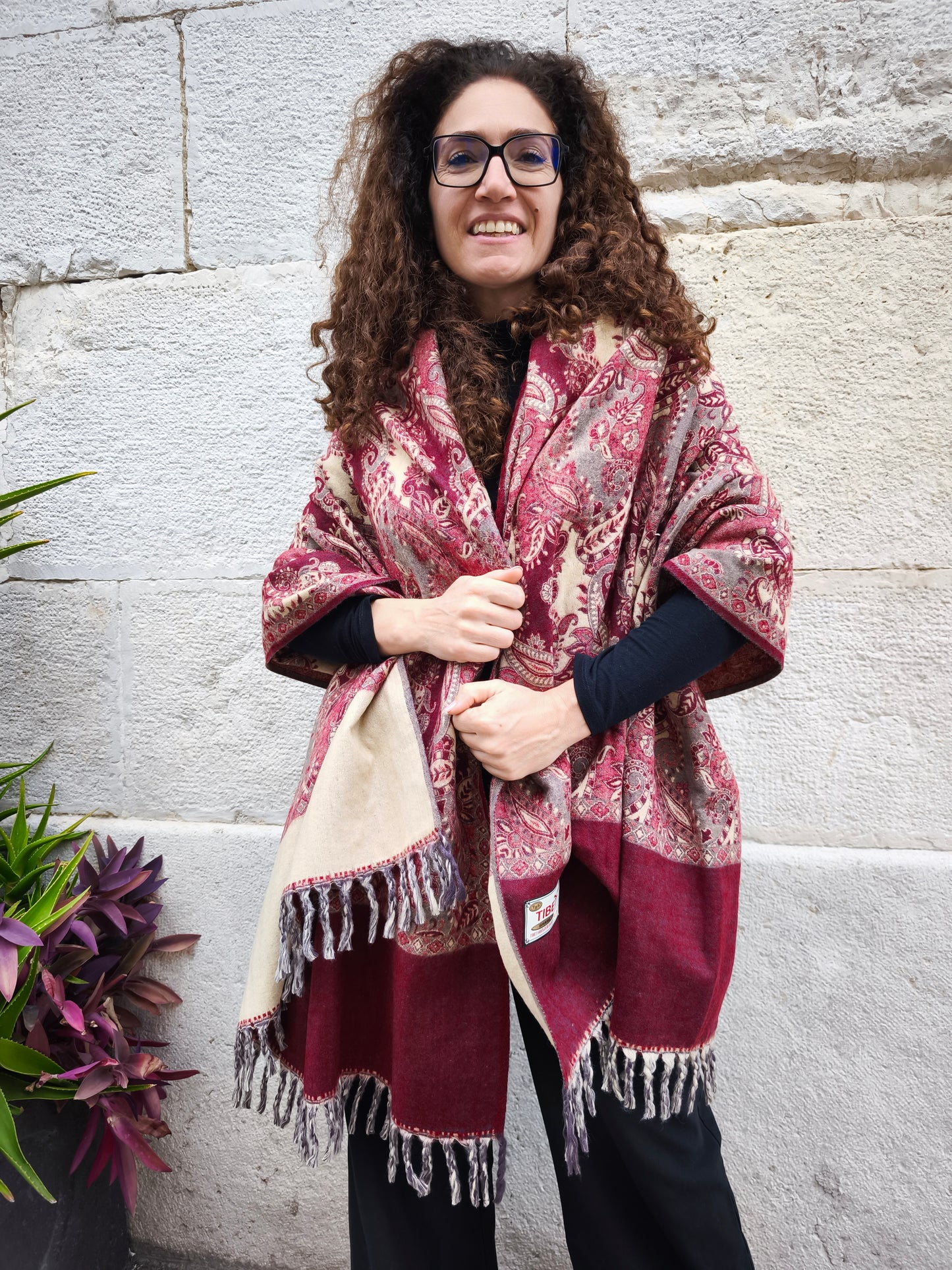 Scialle sciarpa stola Pashmina coperta lana calda YAK Tibet 13E
