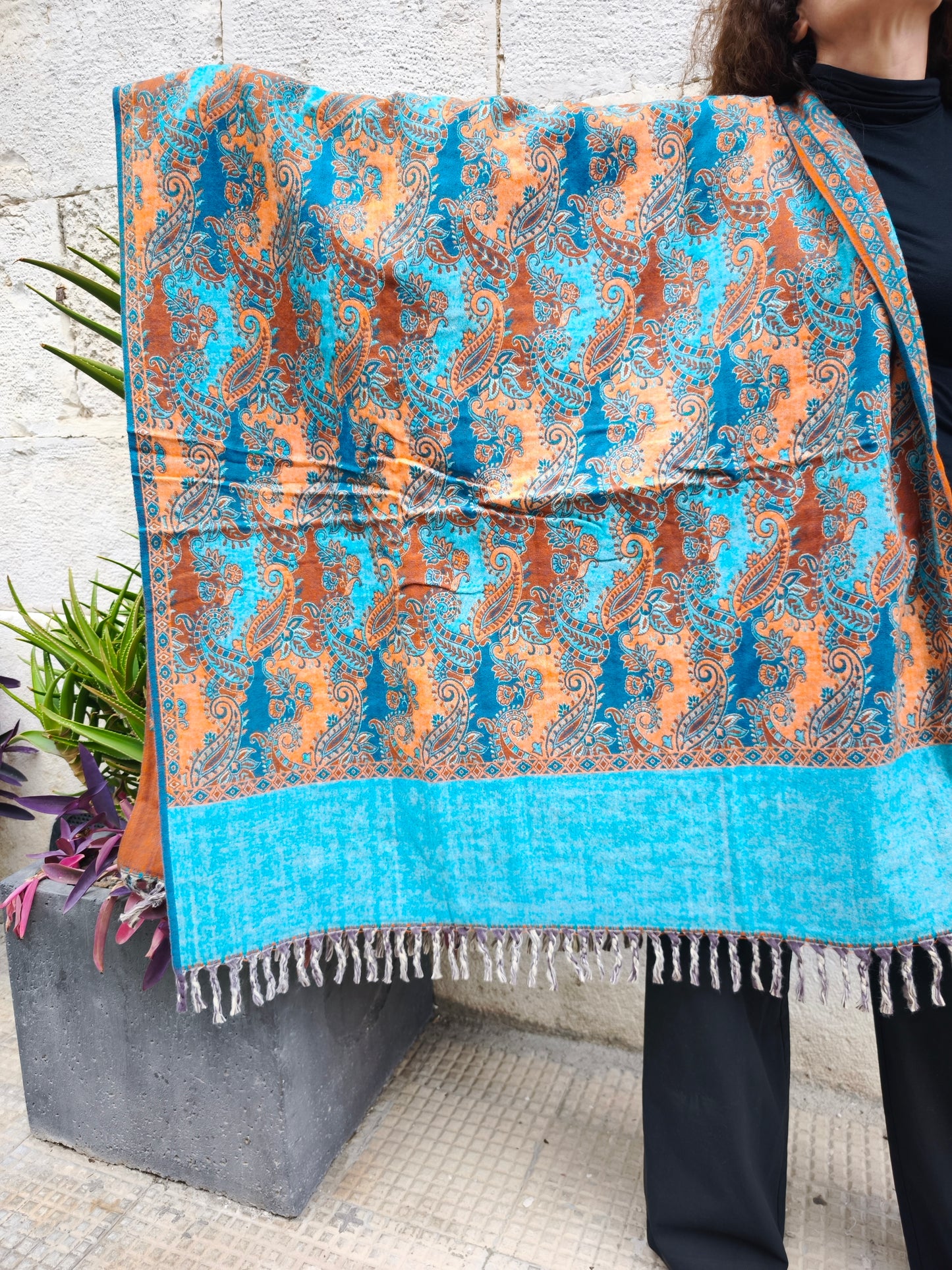Scialle sciarpa stola Pashmina coperta lana calda YAK Tibet 14E