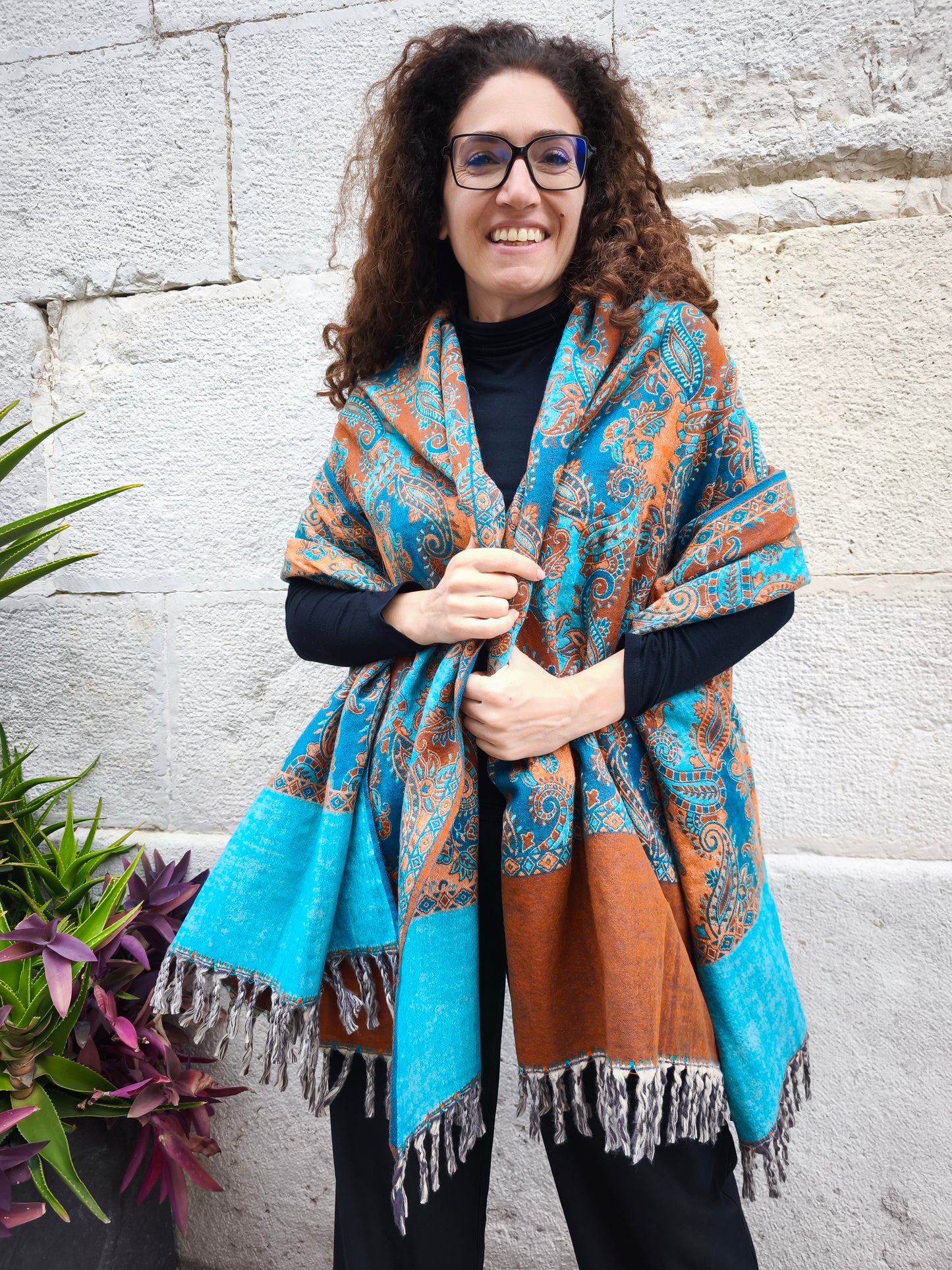 Scialle sciarpa stola Pashmina coperta lana calda YAK Tibet 14E