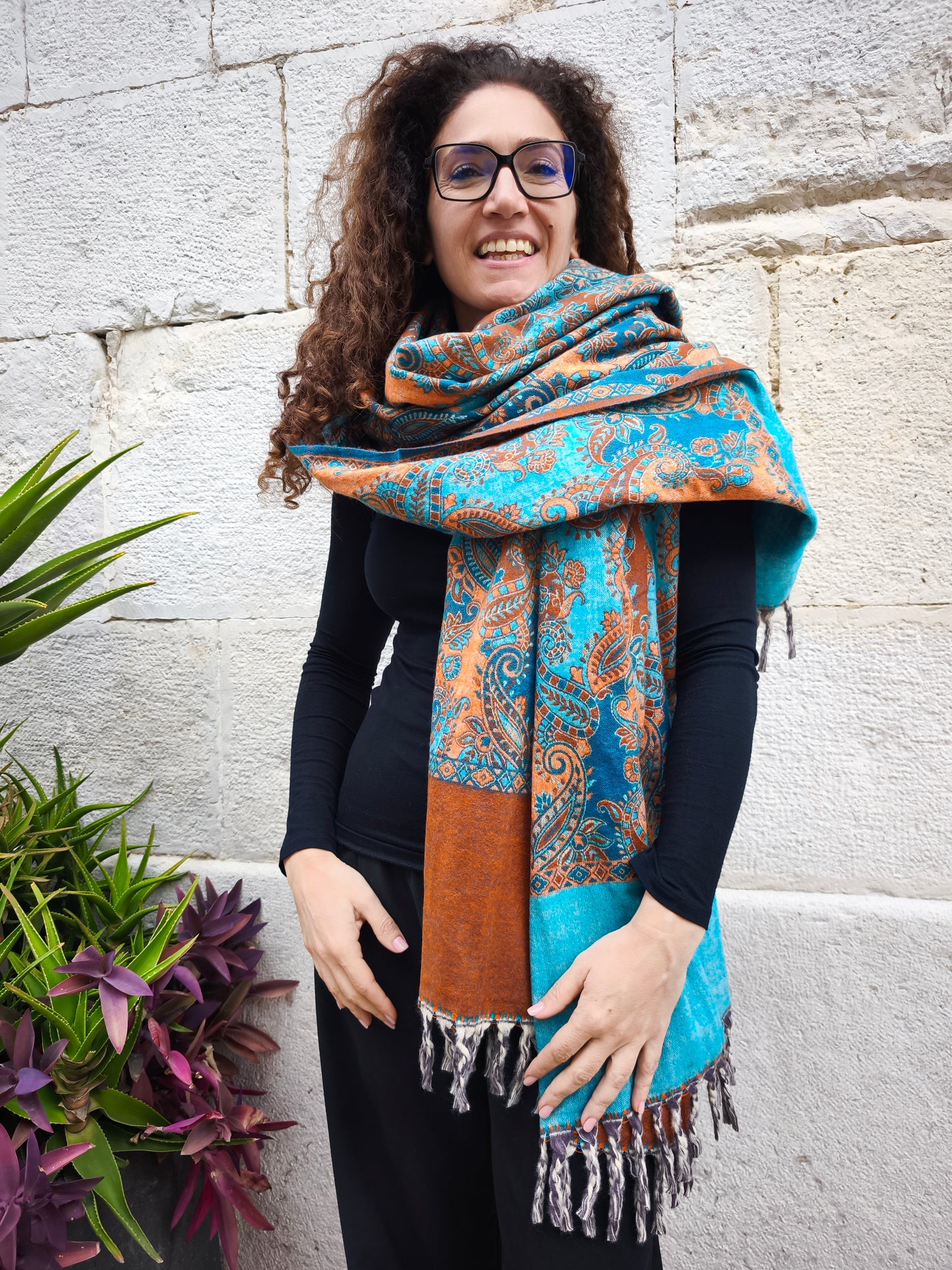Scialle sciarpa stola Pashmina coperta lana calda YAK Tibet 14E