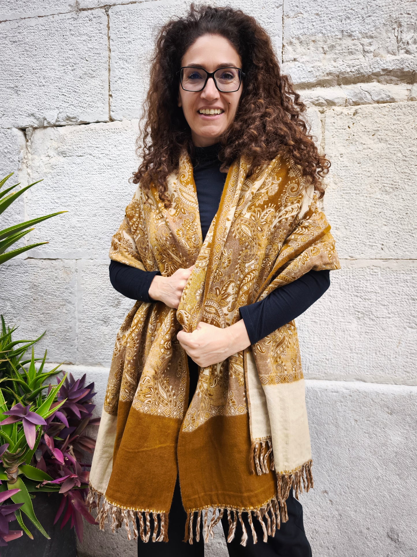 Scialle sciarpa stola Pashmina coperta lana calda YAK Tibet 15E