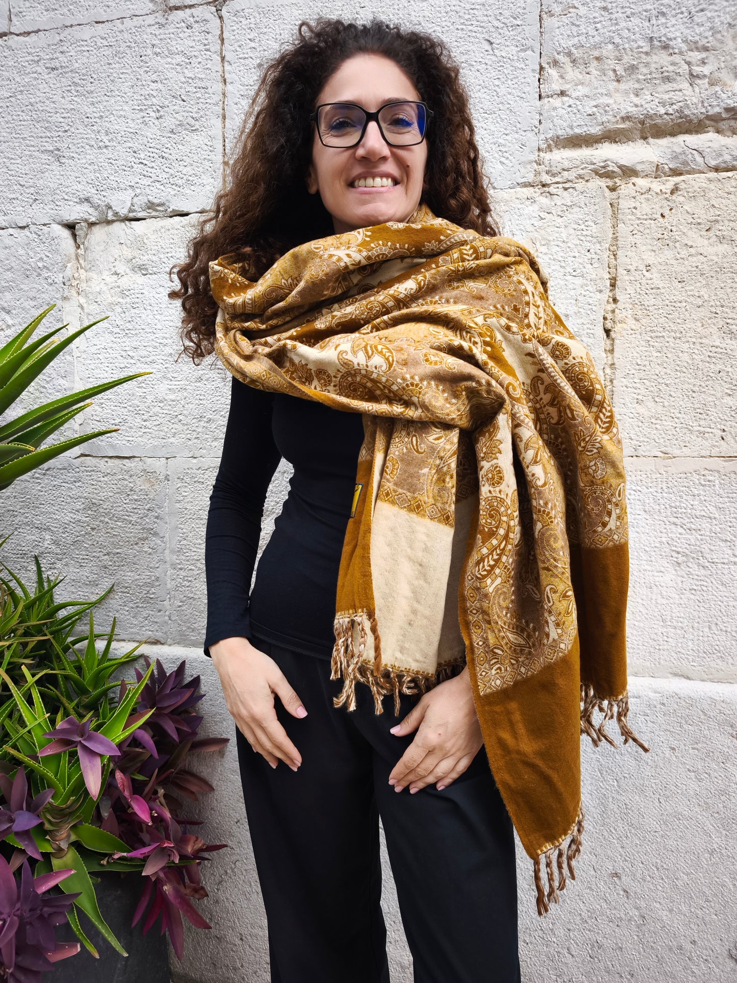 Scialle sciarpa stola Pashmina coperta lana calda YAK Tibet 15E