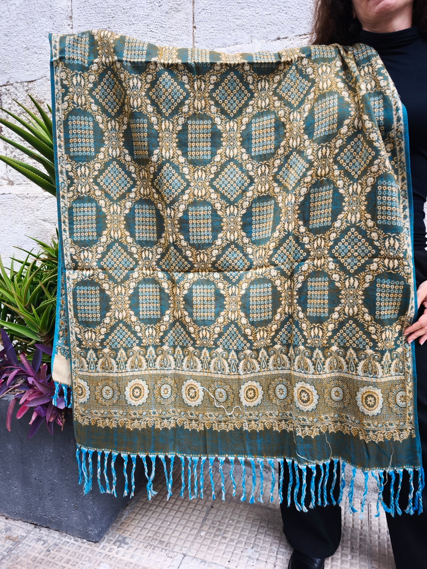 Scialle sciarpa stola Pashmina coperta lana calda YAK Tibet 16E