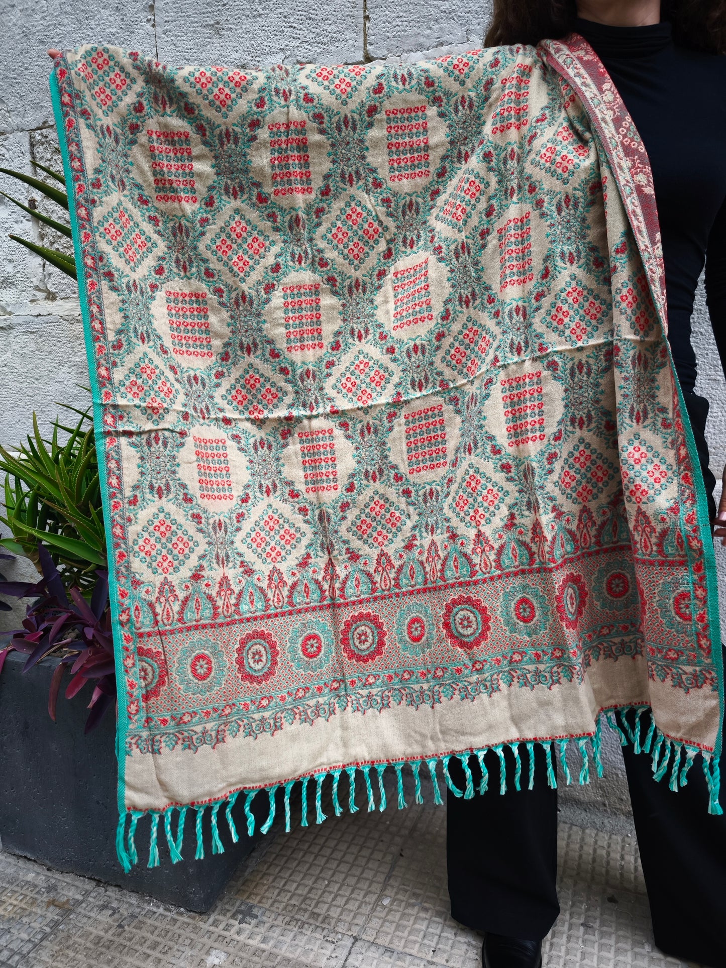 Scialle sciarpa stola Pashmina coperta lana calda YAK Tibet 17E