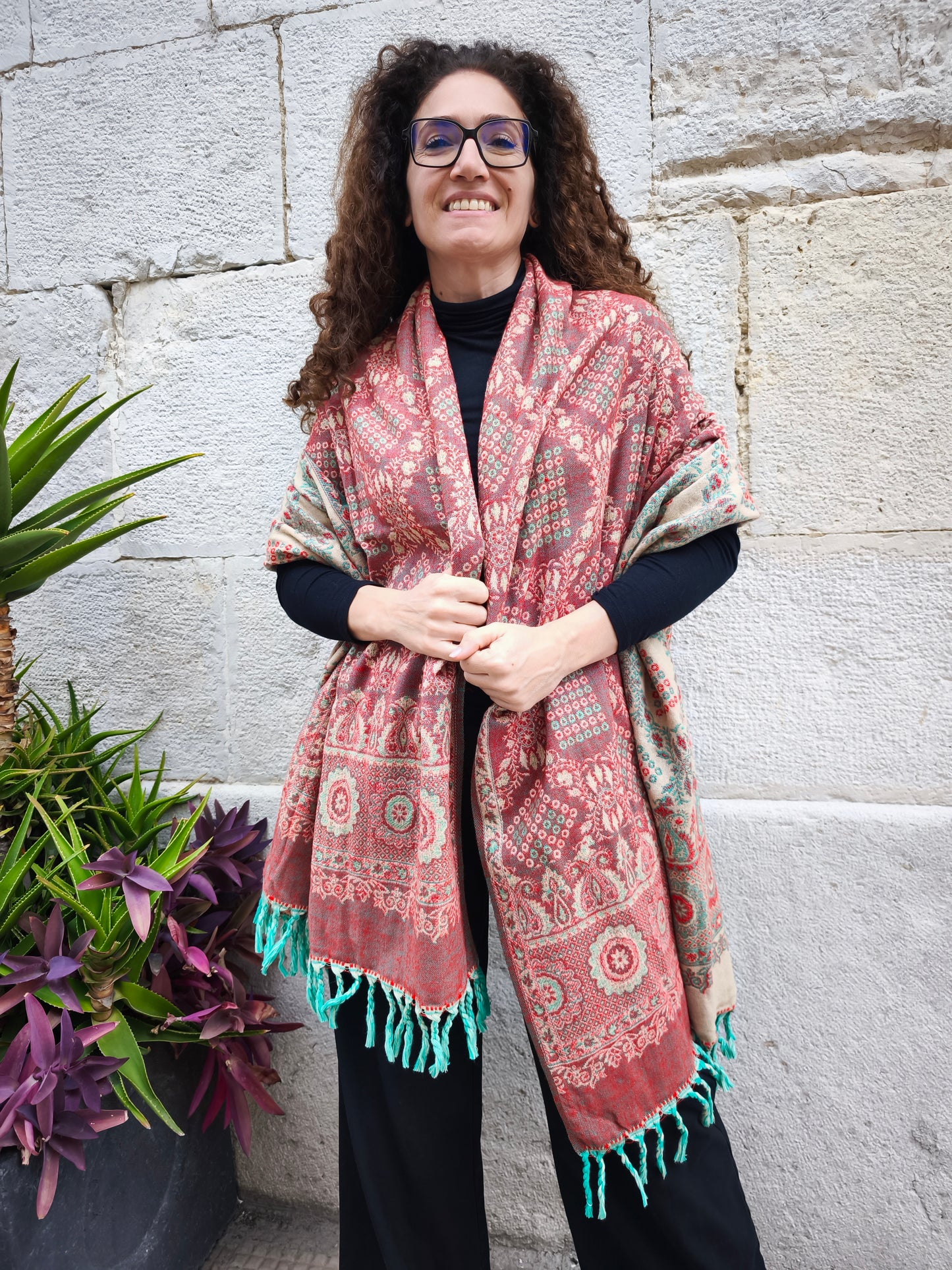 Scialle sciarpa stola Pashmina coperta lana calda YAK Tibet 17E