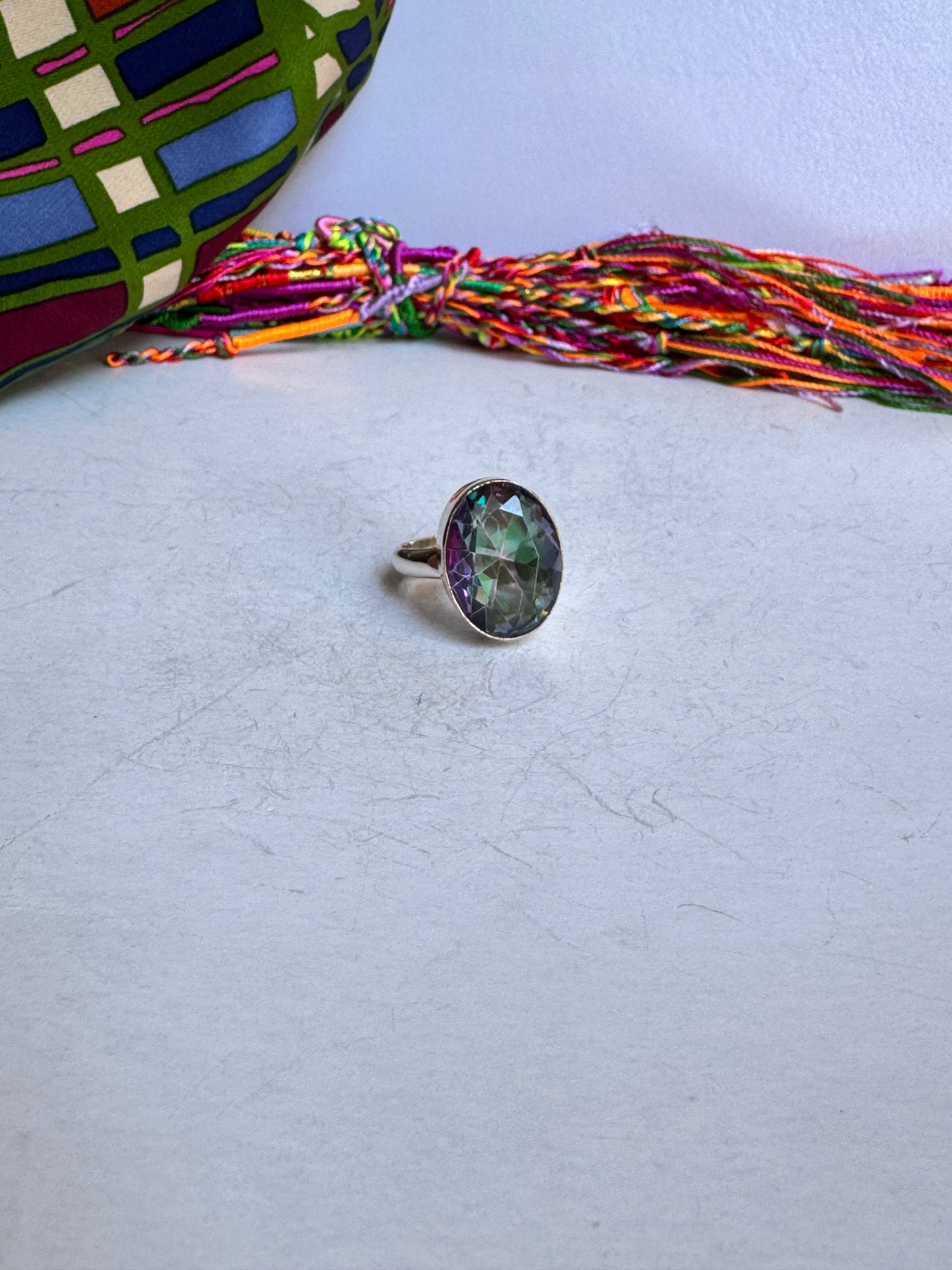 Anello argento 925 mystic stone misura 14 regolabile - 10M