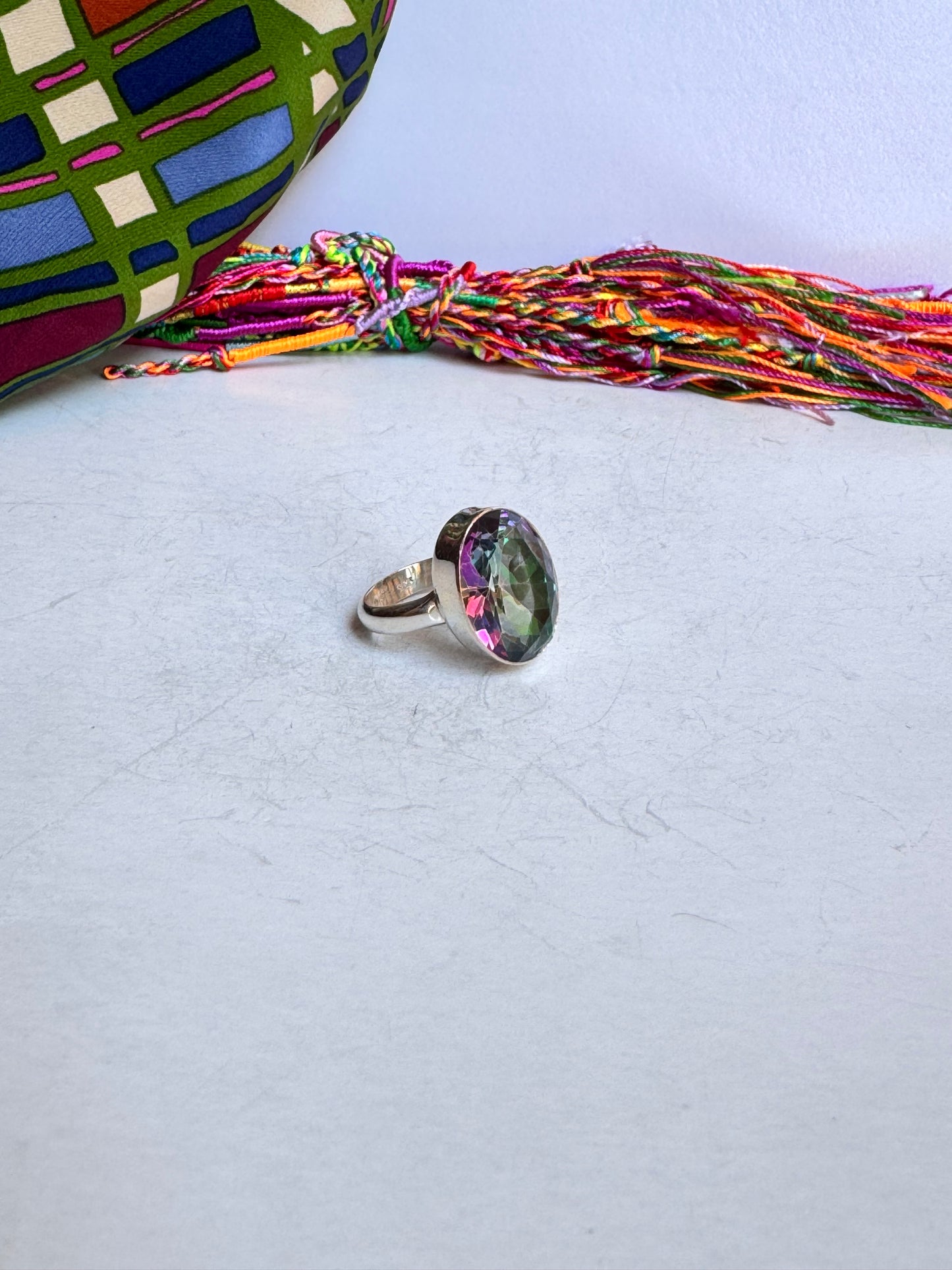 Anello argento 925 mystic stone misura 14 regolabile - 10M