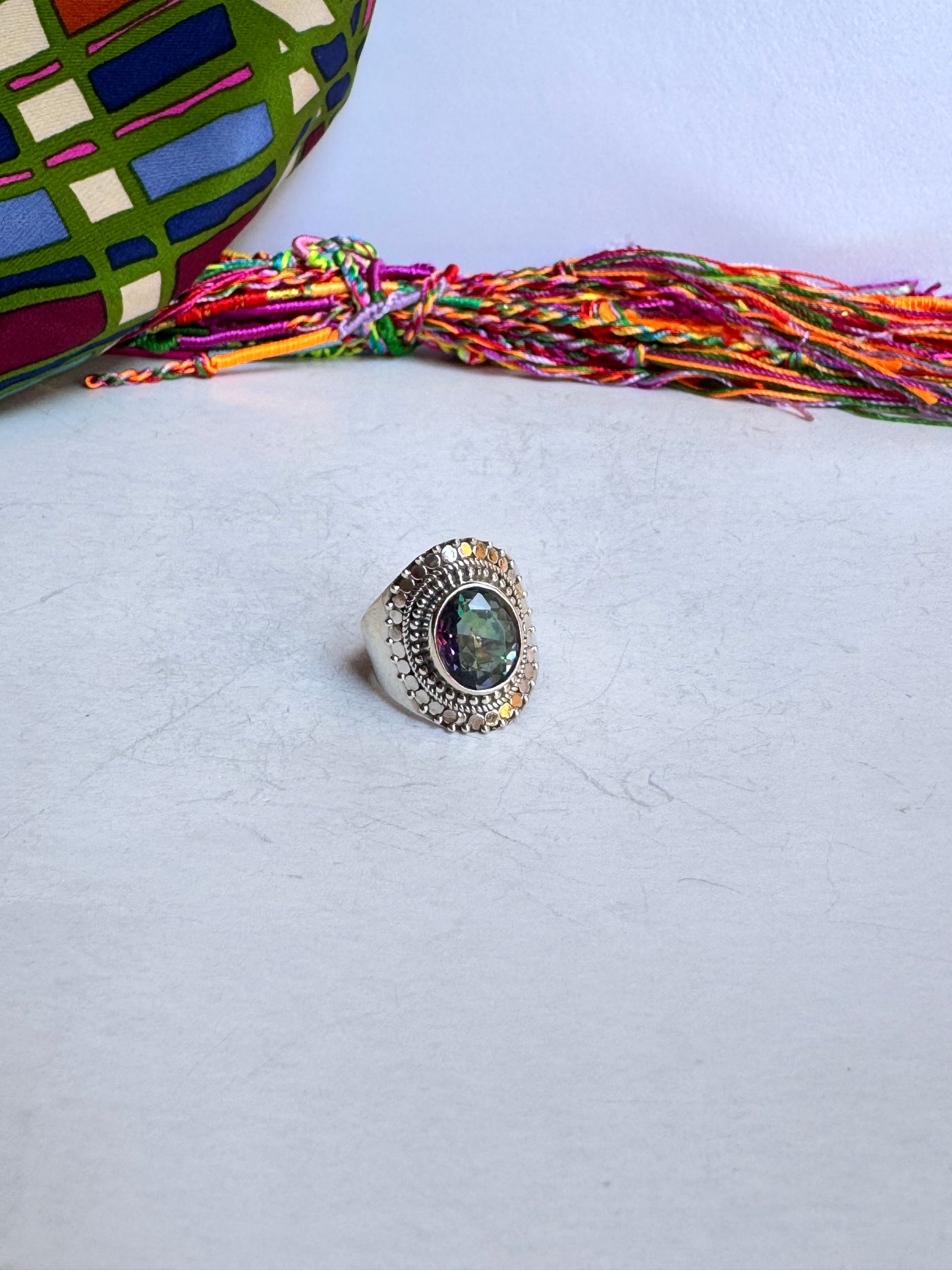 Anello argento 925 mystic stone misura 19/20 - 2M