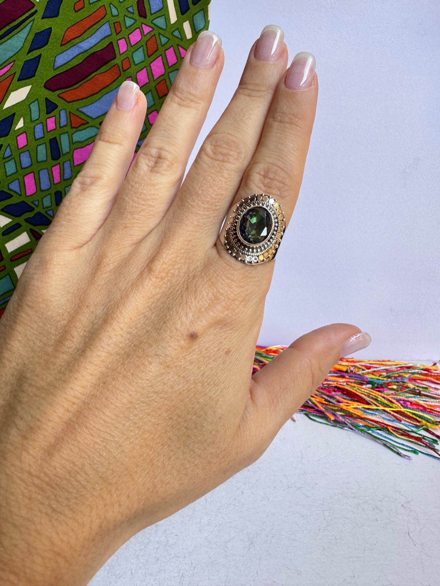 Anello argento 925 mystic stone misura 19/20 - 2M