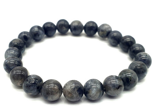 Larvikite hard stone stretch bracelet