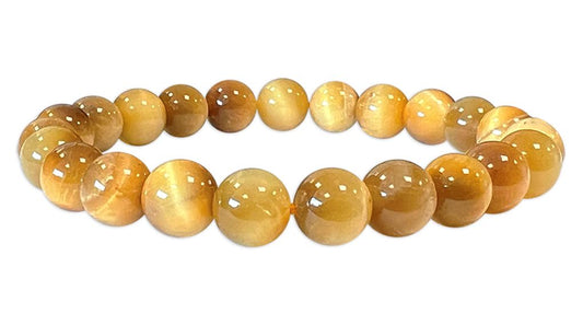 Gold tiger eye hard stone stretch bracelet