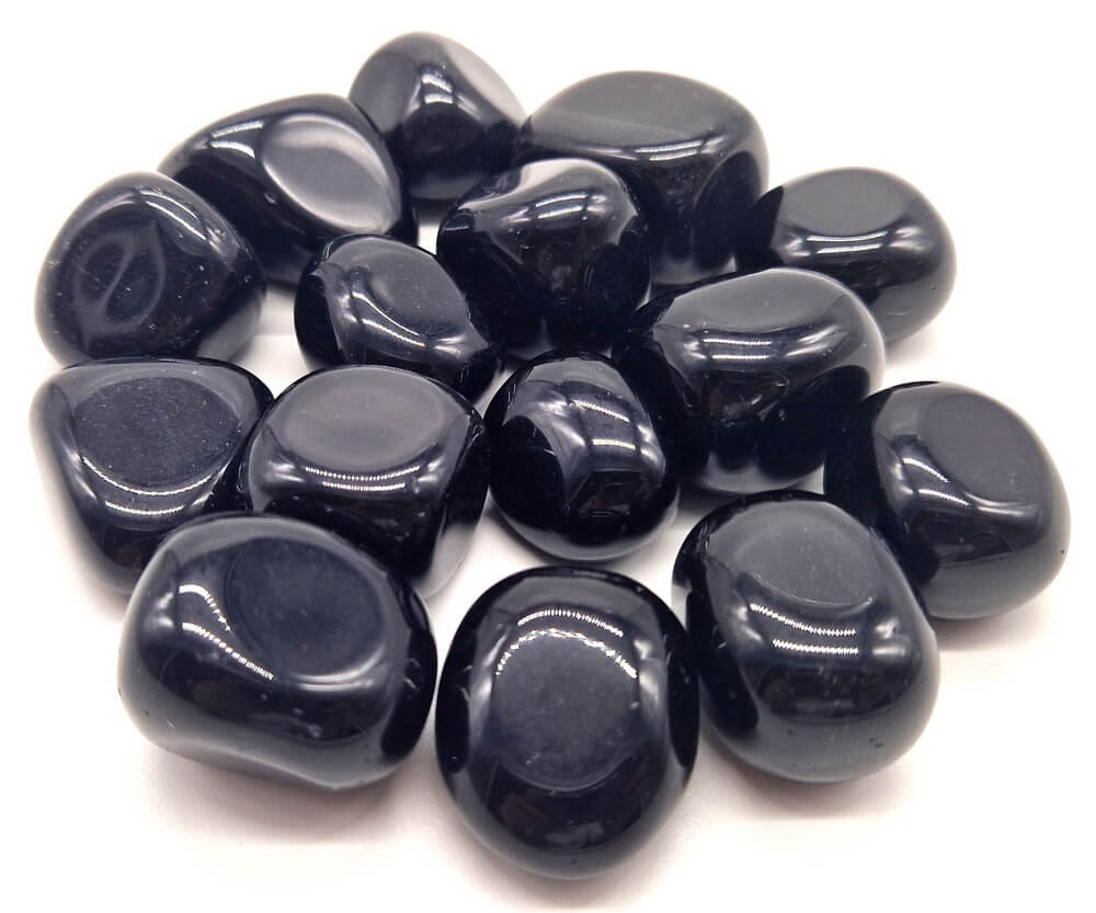 Black obsidian tumbled gemstone single mineral