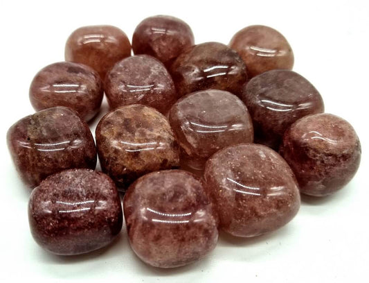 Single tumbled mineral hard strawberry quartz