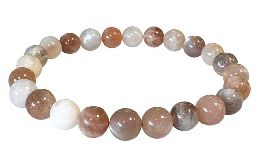Stretch bracelet with semi-precious stones moonstone AA multicolored moonstone