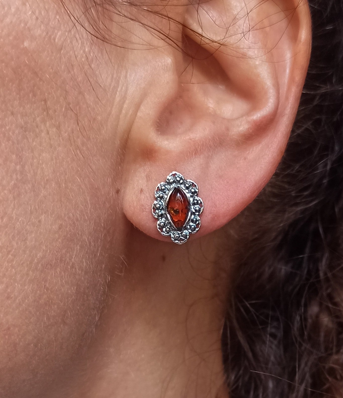 Ohrstecker aus 925er Silber mit Bernstein, 31AM