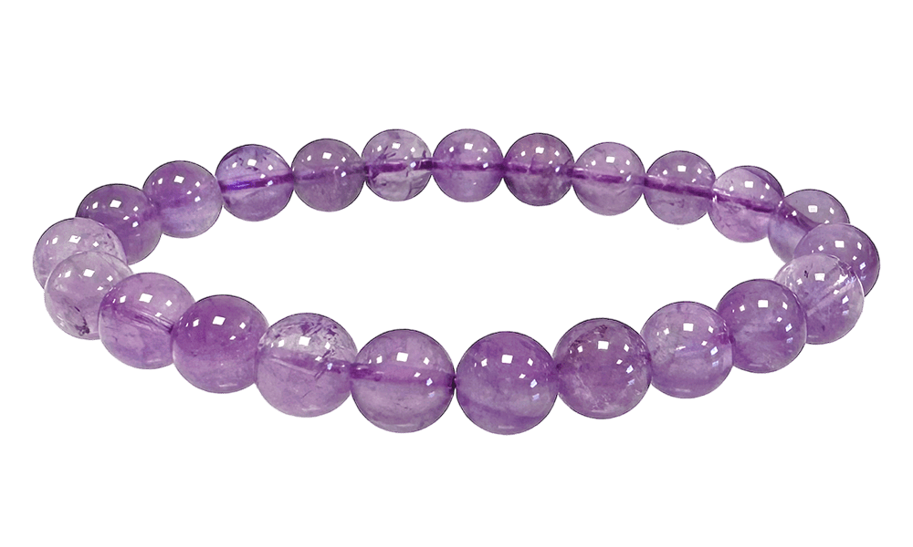 Stretch bracelet with light light amethyst semiprecious stones