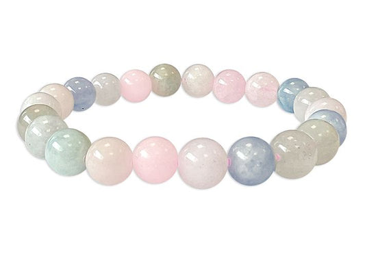 Beryl Aquamarine Morganite hard stone stretch bracelet