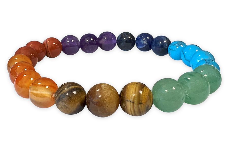 Seven 7 chakra semiprecious stone stretch bracelet