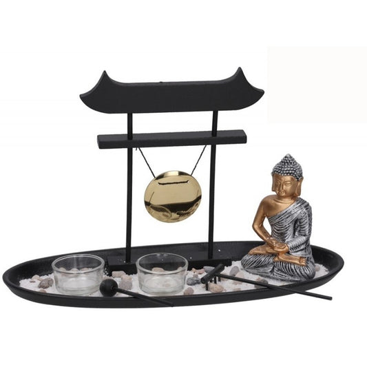 Temple altar zen garden with Buddha India