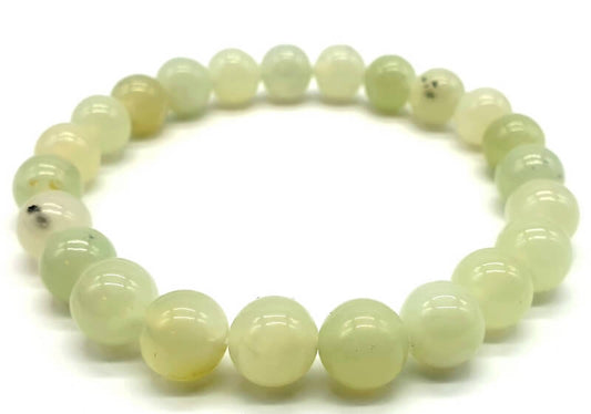 Indian green jade hard stone stretch bracelet