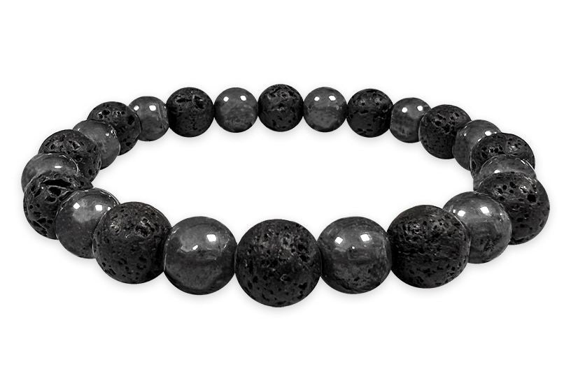 Tiger's eye hematite obsidian hard stone stretch bracelet