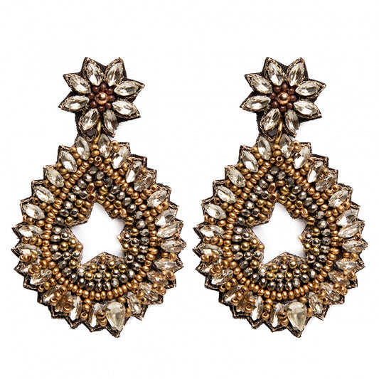 Golden rhinestone earrings