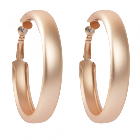 Large satin rose gold hoop earrings