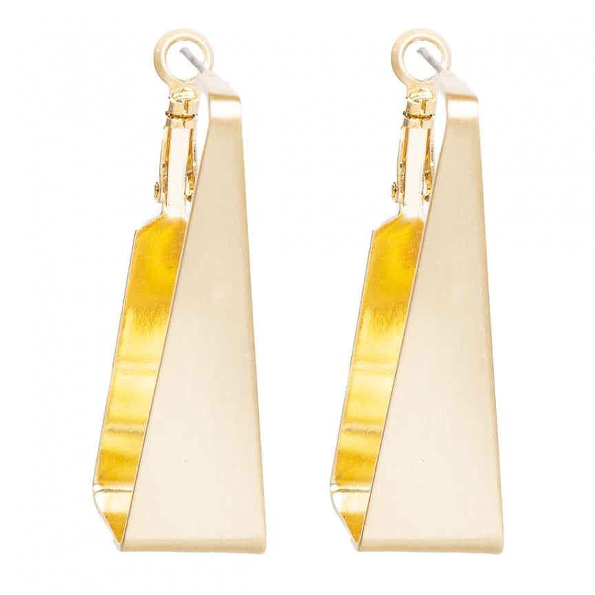 Rectangular golden circle earrings