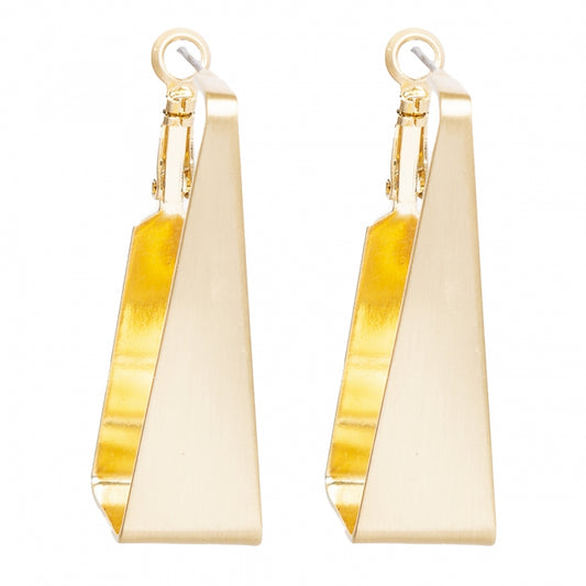 Rectangular golden circle earrings